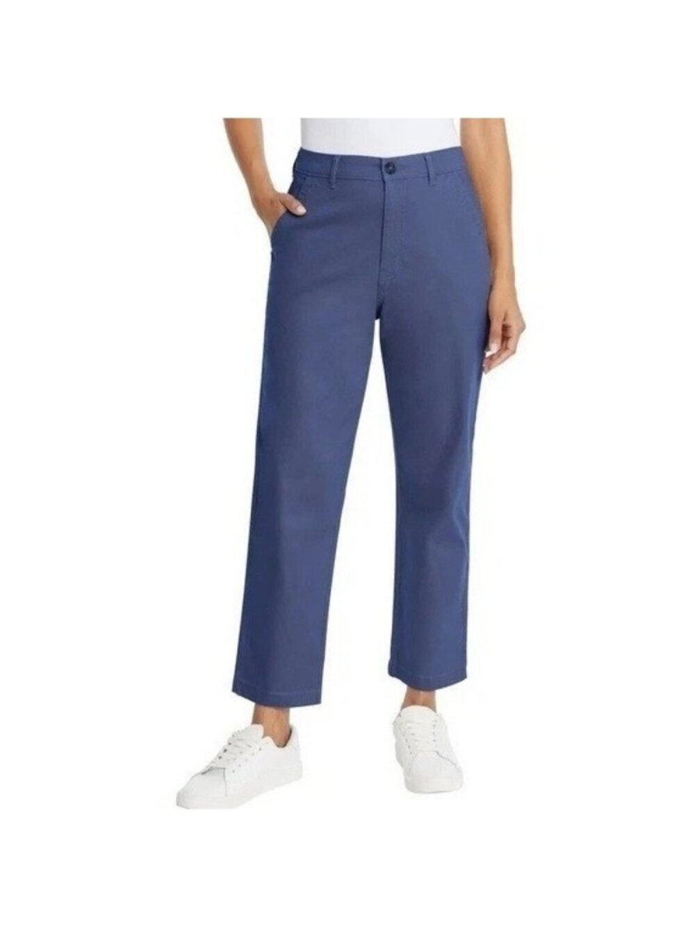 G.H. Bass & Co. Women's 10 Blue Straight-Leg Chino Pants Cotton Blend B1006